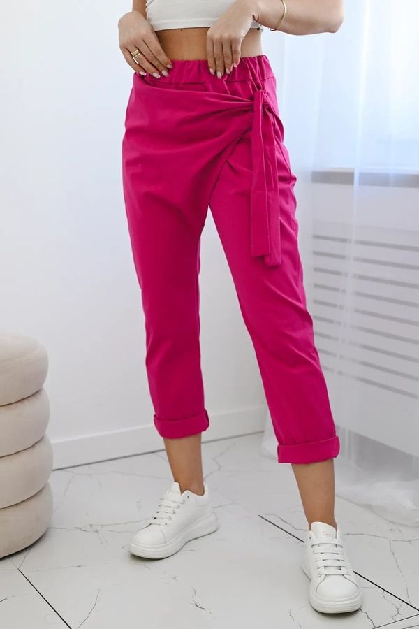 Kesi Trousers with asymmetrical fuchsia tie at the front