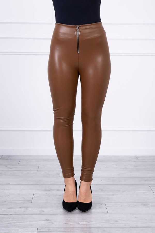 Kesi Trousers with decorative zipper at front brown