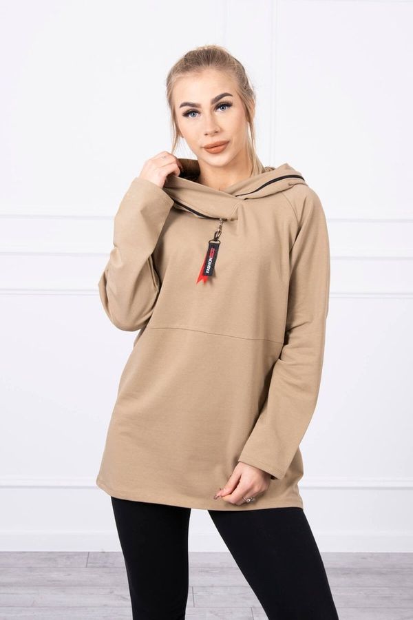 Kesi Tunic with zipper on hood Oversize camel