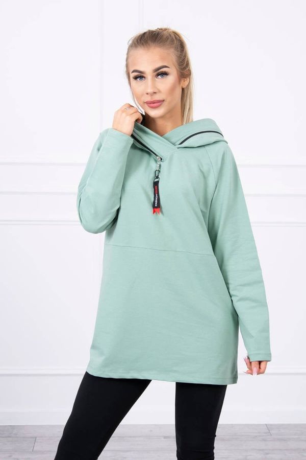 Kesi Tunic with zipper on hood Oversize dark mint