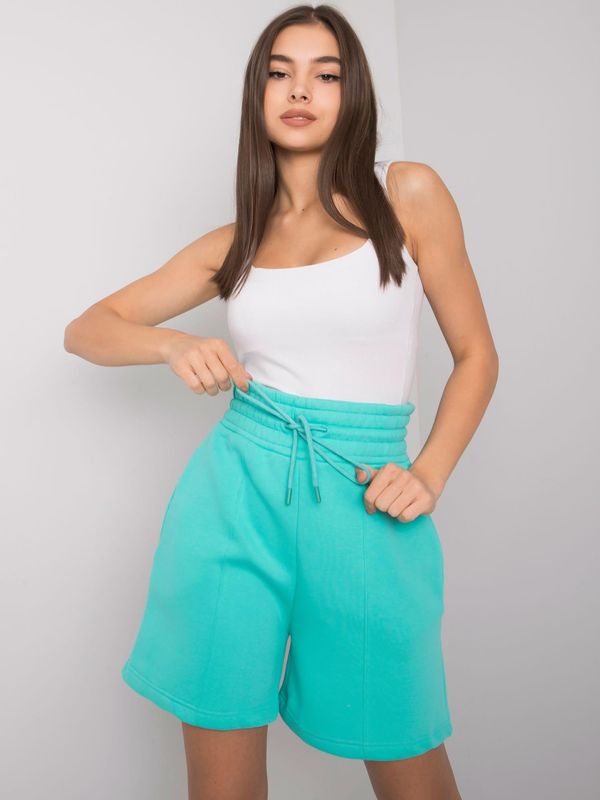 Fashionhunters Turquoise cotton shorts