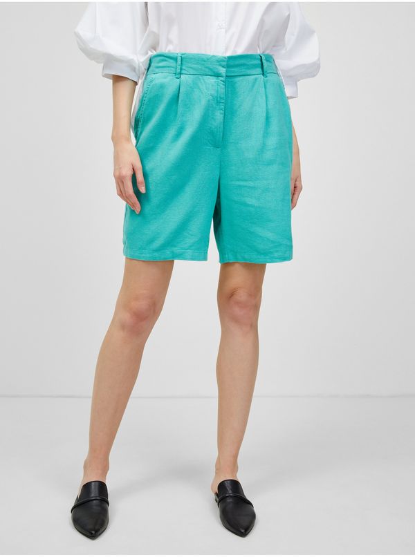 Only Turquoise linen shorts ONLY Caro - Women