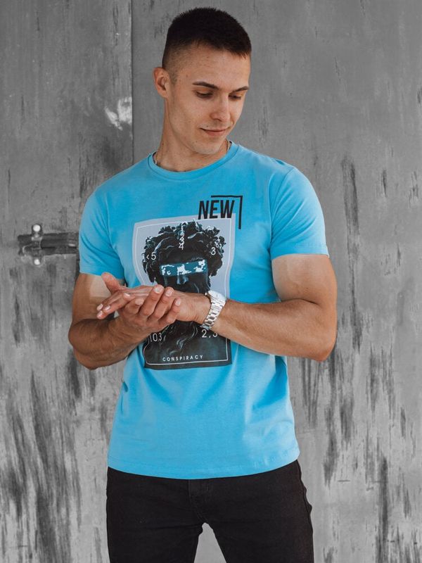 DStreet Turquoise men's T-shirt with Dstreet print