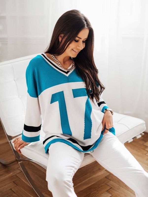Cocomore Turquoise-white sweater Cocomore cmgB160a.R01