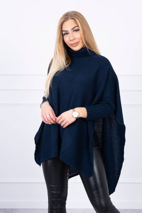 Kesi Turtleneck sweater and side slits dark blue