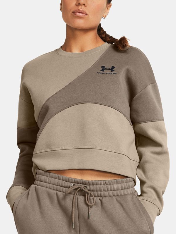 Under Armour Under Armour Essential Fleece Crop Crew Light Brown Sweatshirt