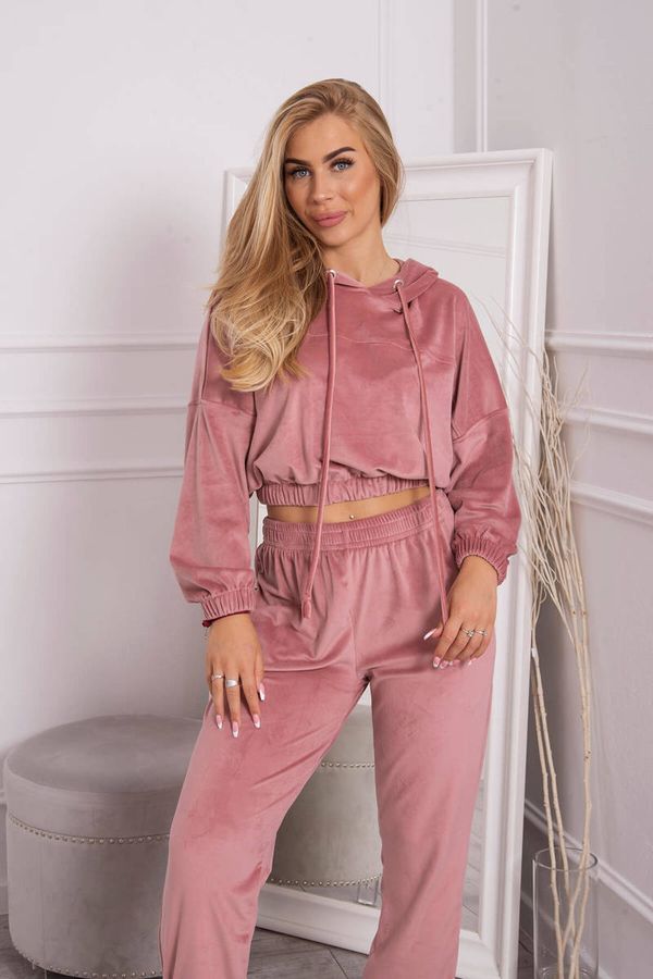 Kesi Velour hooded set dark powder pink