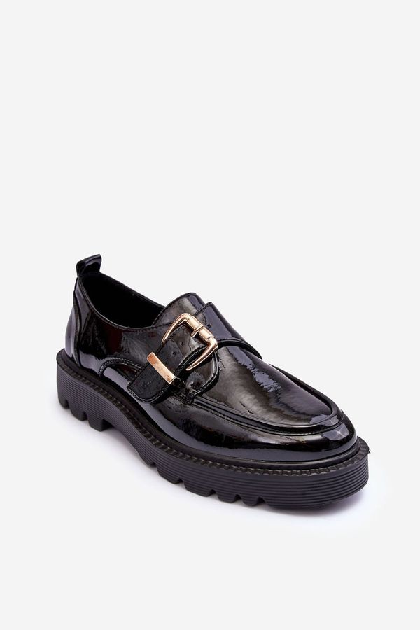 VINCEZA VINCEZA Patent Leather Flats with Buckle Black Meara