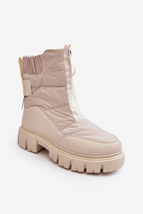 VINCEZA VINCEZA Women's Snow Boots With Zip Lined With Fur Light Beige Hixe