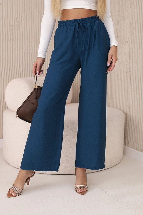 Kesi Viscose wide navy trousers