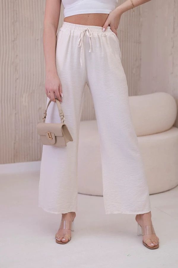 Kesi Viscose wide trousers in light beige color