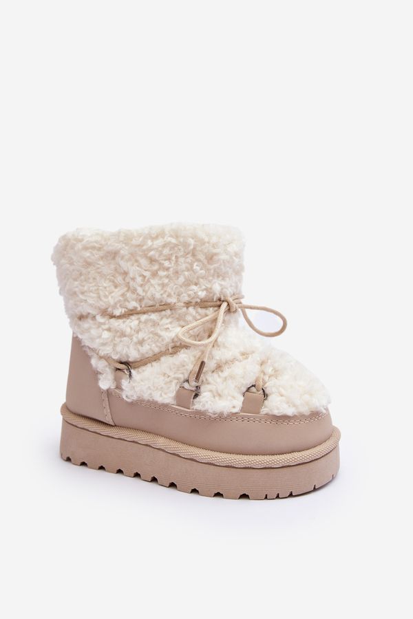 Kesi Warm children's snow boots, beige, Asija