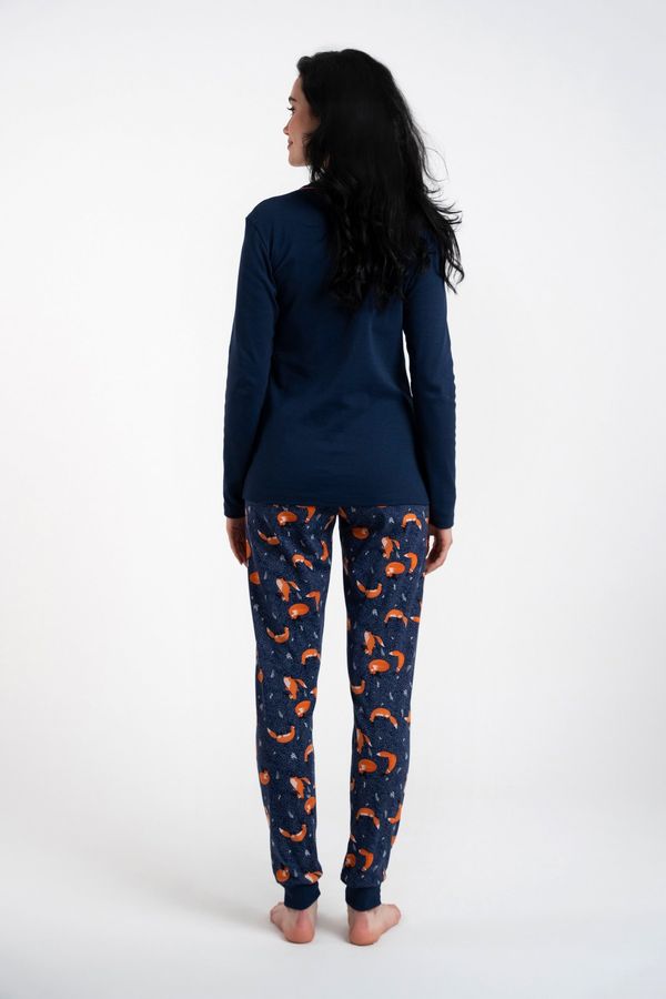 Italian Fashion Wasilla women's pyjamas, long sleeves, long pants - navy blue/print