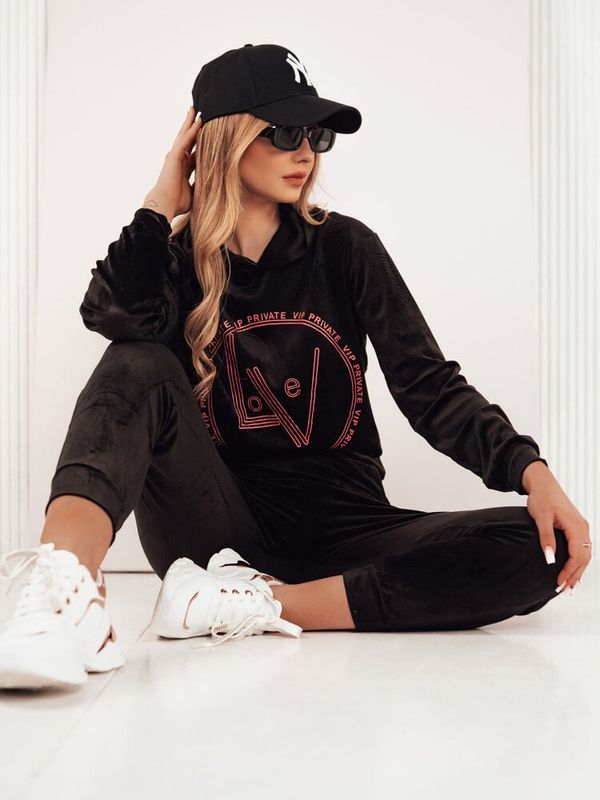 DStreet Welurowy komplet damski VIP PRIVATE czarny Dstreet