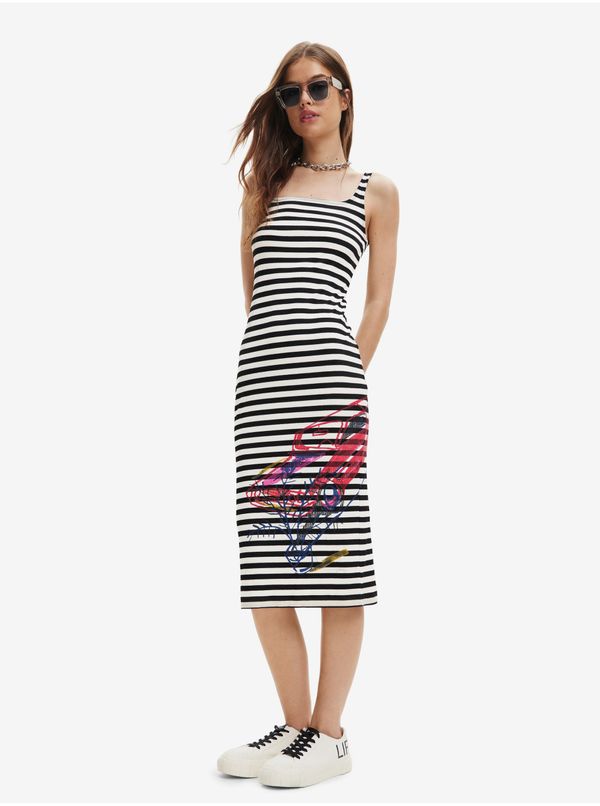 DESIGUAL White and Black Women Striped Dress Desigual Carpark - Women