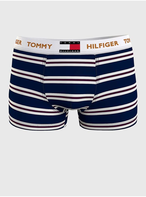 Tommy Hilfiger White and Blue Mens Striped Boxers Tommy Hilfiger Underwear - Men
