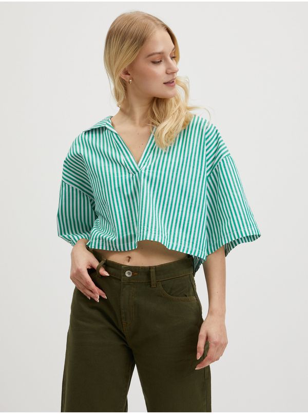 Noisy May White and Green Ladies Striped Blouse Noisy May Lisa - Ladies