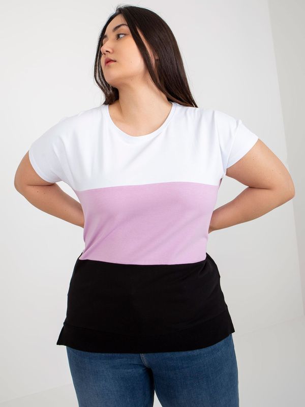 Fashionhunters White and purple blouse plus size without fastening