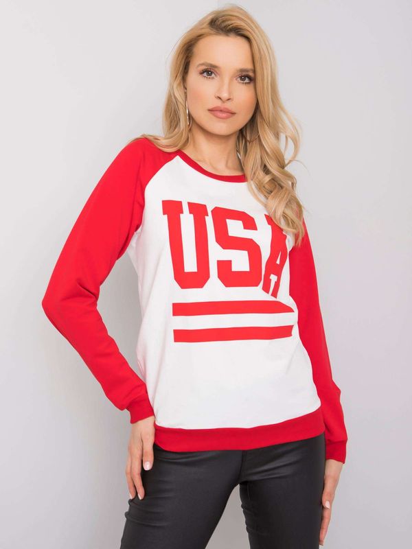 Fashionhunters White and red sweatshirt with Samantha RUE PARIS print