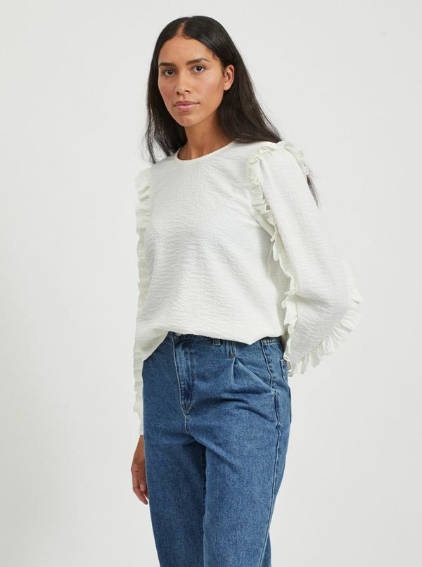 .OBJECT White blouse with ruffles . OBJECT-Evita