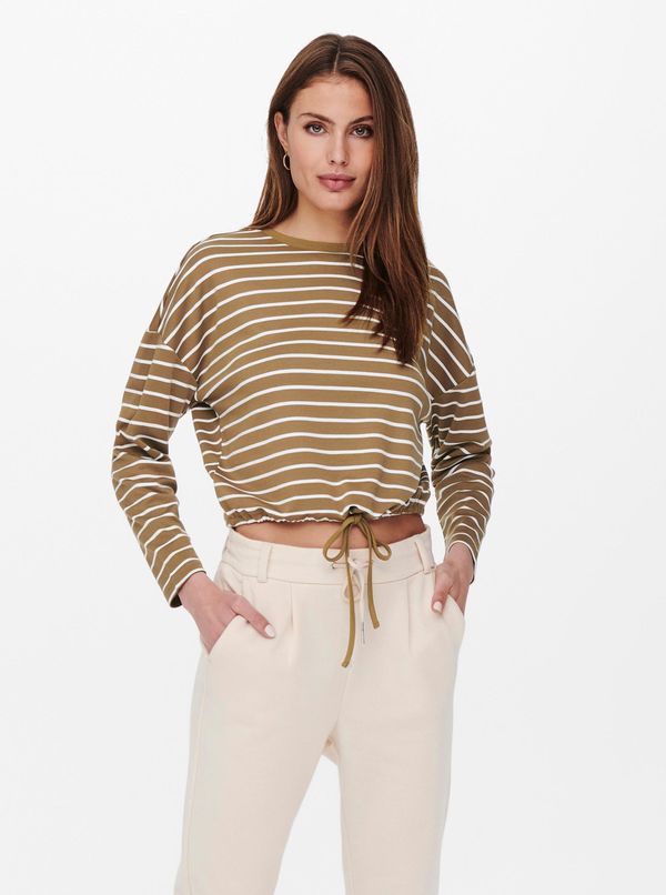 Only White-brown striped short T-shirt ONLY Brilliant - Women