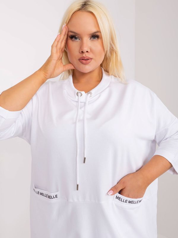 Fashionhunters White casual cotton blouse plus size