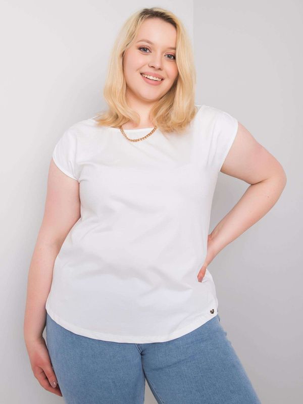 Fashionhunters White cotton blouse plus sizes