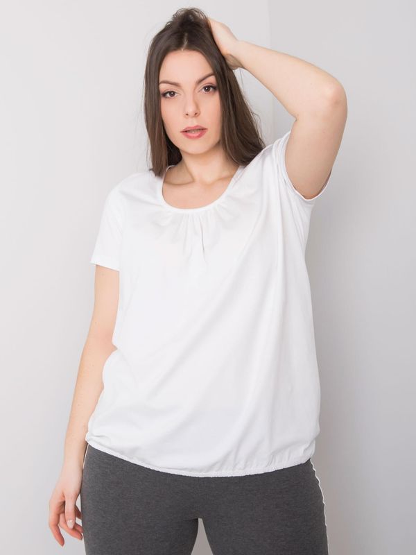 Fashionhunters White cotton blouse plus sizes