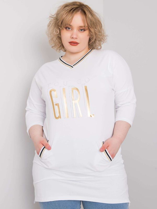 Fashionhunters White cotton tunic plus sizes