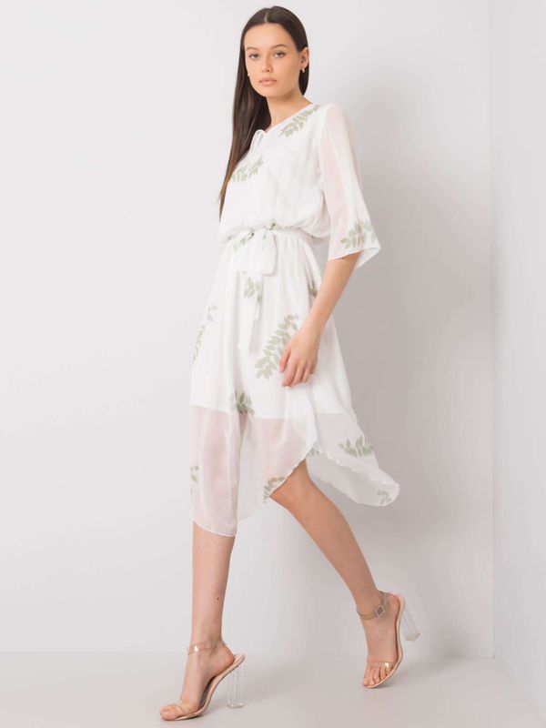 Fashionhunters White dress with a floral motif