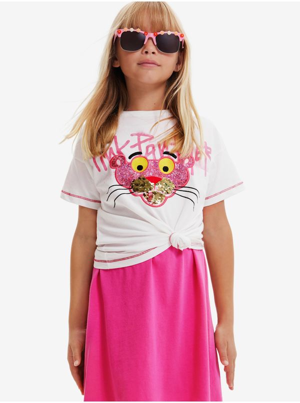 DESIGUAL White Girls T-Shirt Desigual Pink Panther - Girls