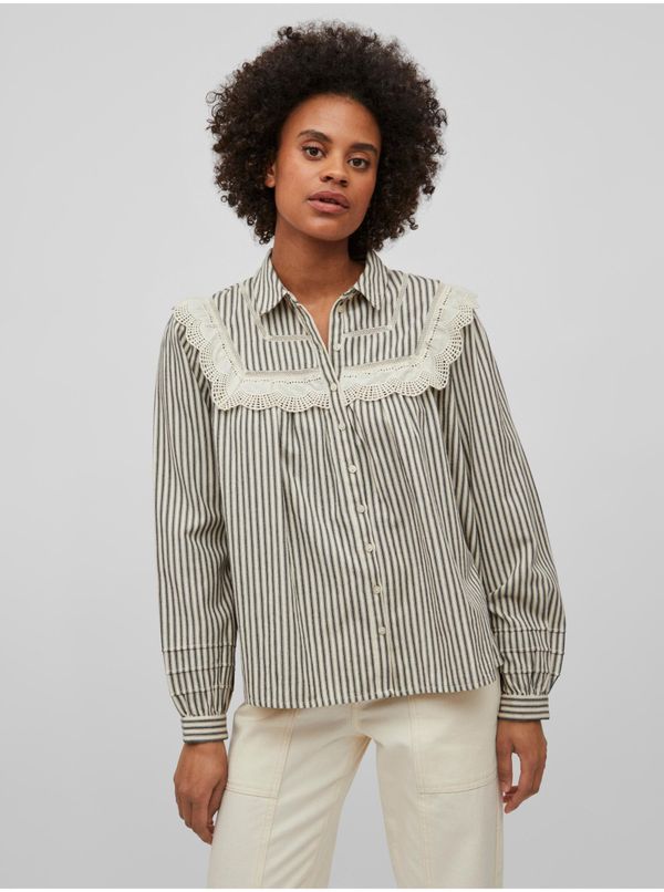 Vila White-gray women's striped blouse VILA Shenas - Women's