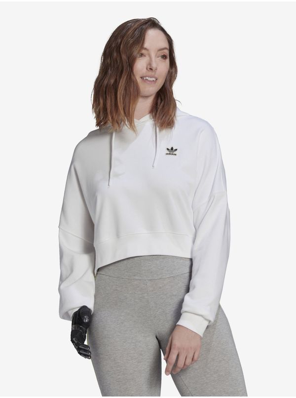 Adidas White Ladies Cropped Hoodie adidas Originals - Women