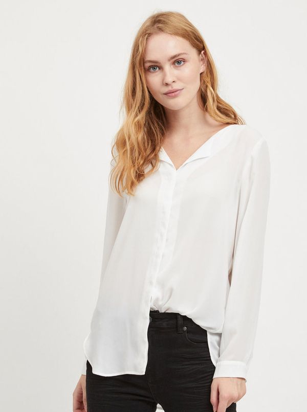 Vila White Long Sleeve Blouse VILA Lucy - Ladies