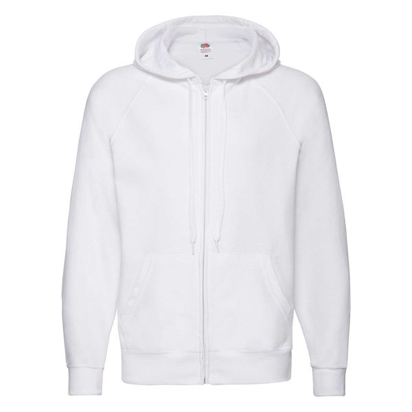 Fruit of the Loom White Men's Hoodie Lightweight Zip Thru Hooded Sweat Fruit of the Loom