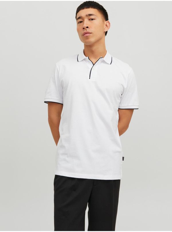 Jack & Jones White Mens Polo T-Shirt Jack & Jones La Porter - Men
