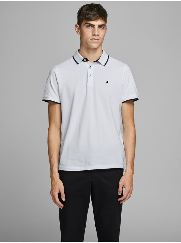 Jack & Jones White Mens Polo T-Shirt Jack & Jones Paulos - Men