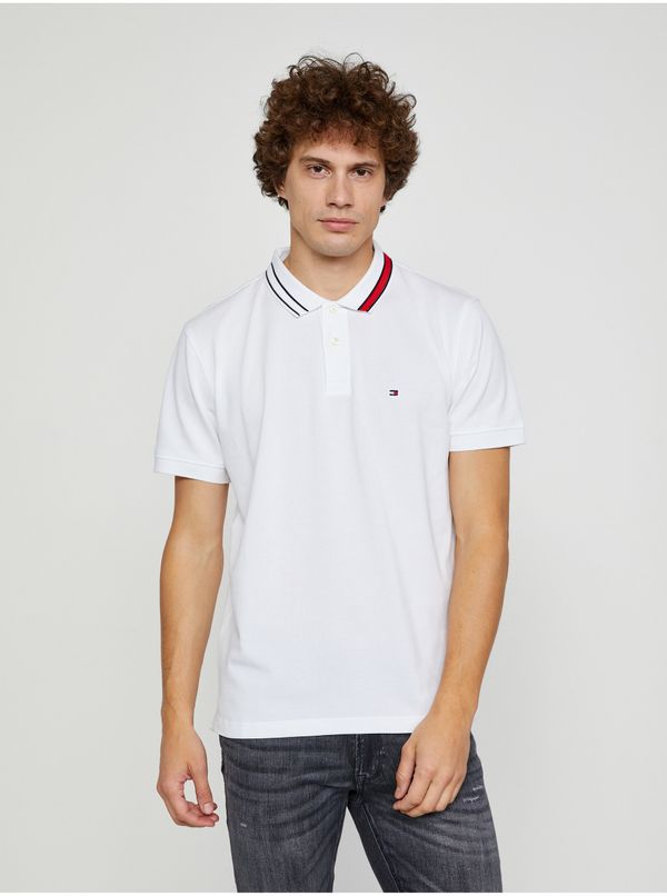 Tommy Hilfiger White Mens Polo T-Shirt Tommy Hilfiger Sophisticated Tipping - Men