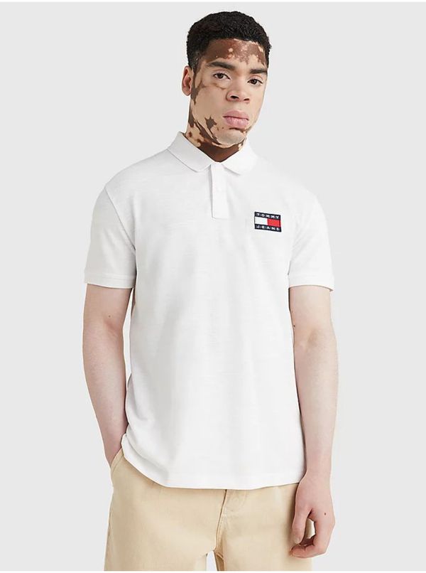 Tommy Hilfiger White Mens Polo T-Shirt Tommy Jeans - Men