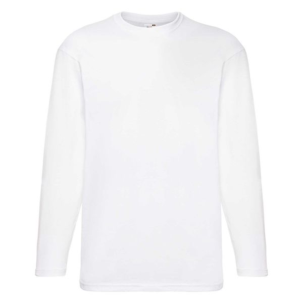 Fruit of the Loom White Men's Valueweight Long Sleeve T-shirt Fruit of the Loom