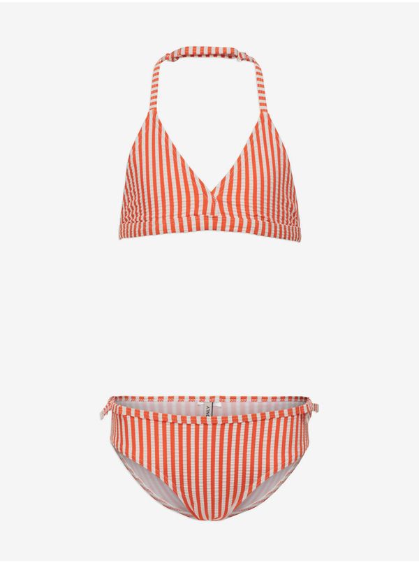 Only White-orange girly two-piece striped swimwear ONLY Kitty - Girls