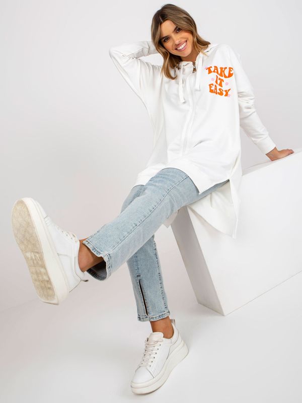 Fashionhunters White-orange oversized zippered hoodie