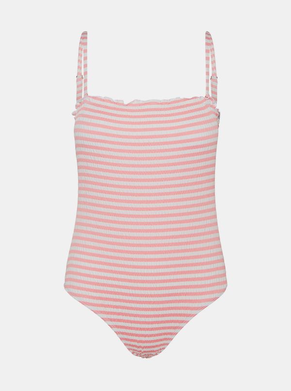 Vero Moda White-pink striped one-piece swimwear VERO MODA Emily - Women