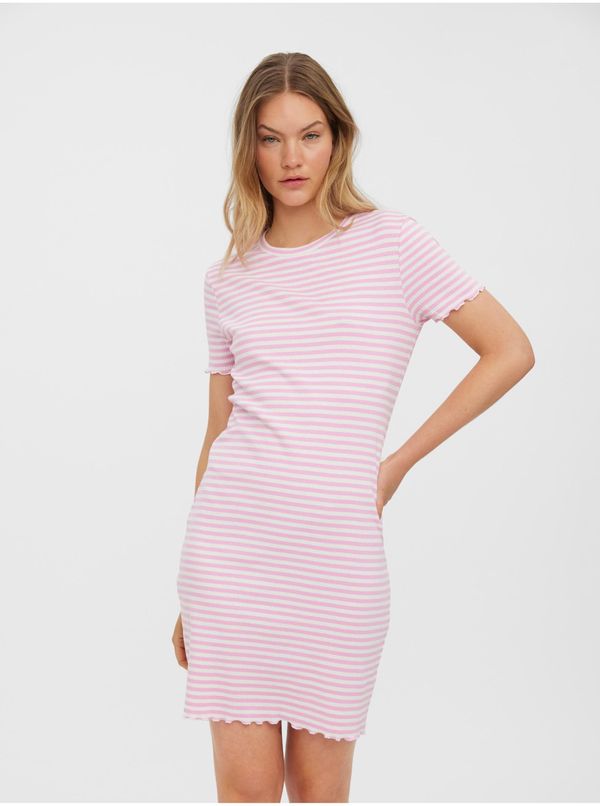Vero Moda White-pink striped short dress VERO MODA Vio - Women