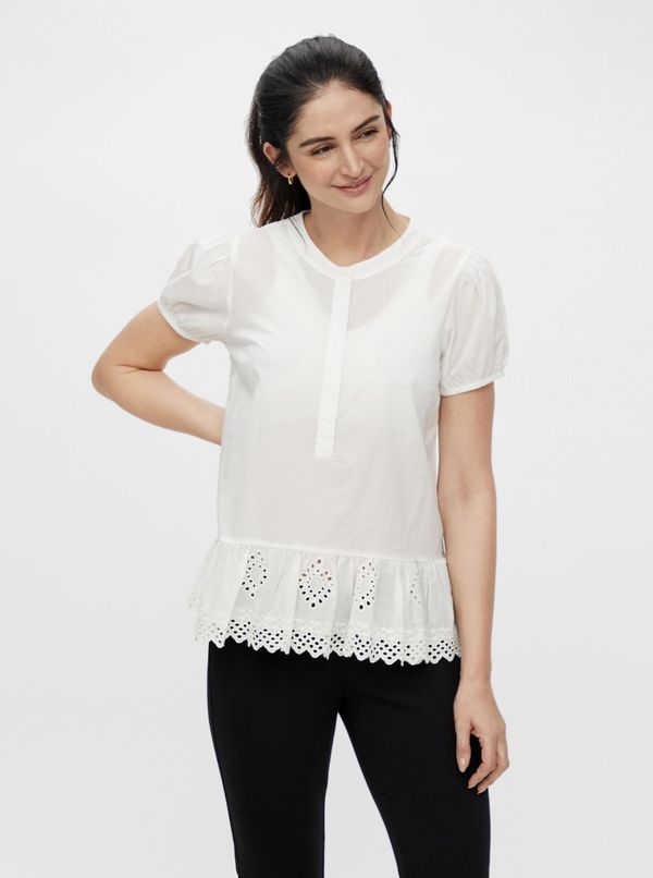 Mama.licious White Pregnancy/Breastfeeding Blouse with Madeira Mama.licious Grazie - Ladies