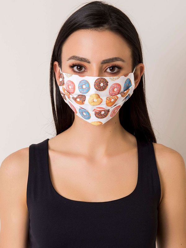 Fashionhunters White protective cotton mask with print
