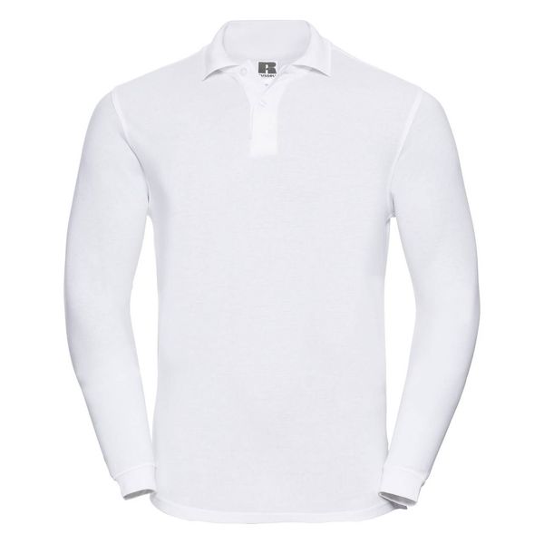 RUSSELL White Russell Long Sleeve Polo Shirt