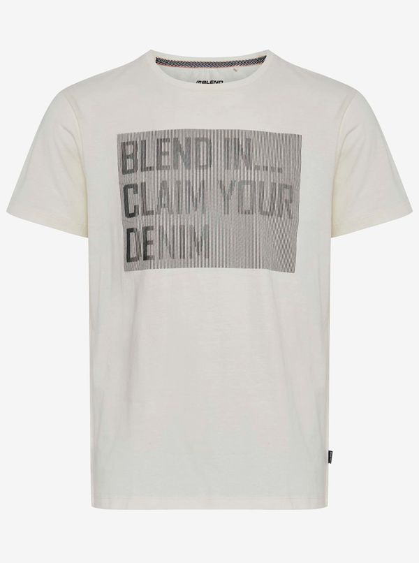 Blend White T-shirt with Blend print - Men's