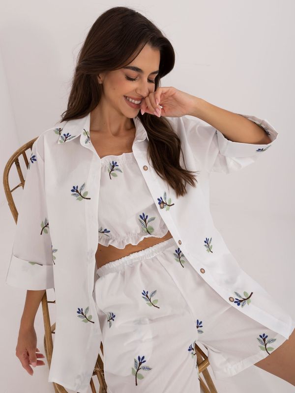 Fashionhunters White three-piece summer set with shirt