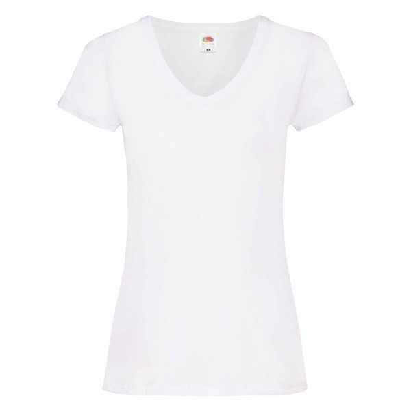 Fruit of the Loom White v-neck Women's T-shirt Valueweight Fruit of the Loom